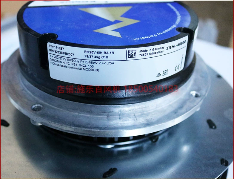GR25V-6IK.BA.1R  A5E35451924 ZIEHL-ABEGG centrifugal fan 0.48kW 200/277V 2.4/1.75A 3800rpm