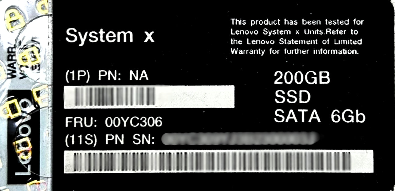 Lenovo 00YC306 200GB SATA HS 2.5in SSD