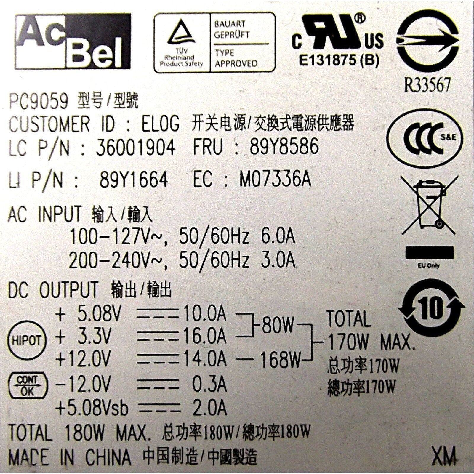 Power Lenovo 89Y8586 PC9059 180W 24-Pin Power Supply For Lenovo ThinkCentre Edge 72 PC