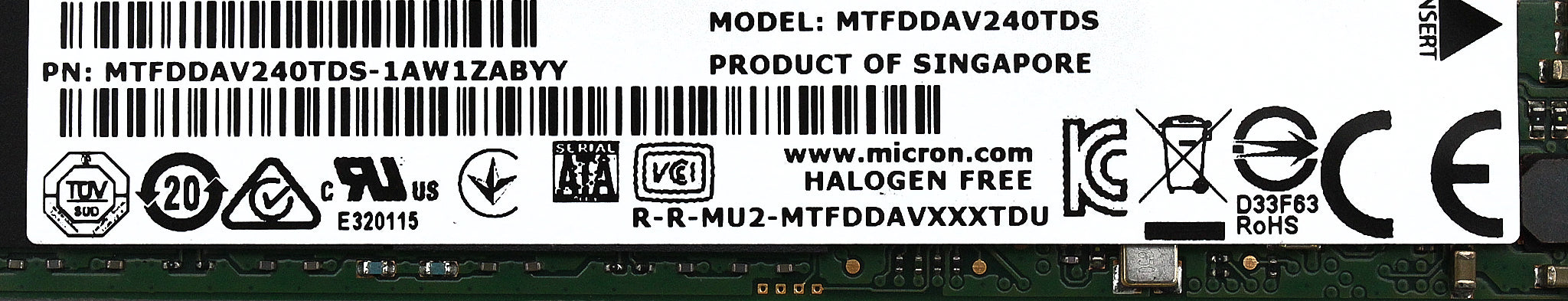Micron MTFDDAV240TCB-1AR1ZA 240GB SSD Sata 6g m.2 5100 Pro