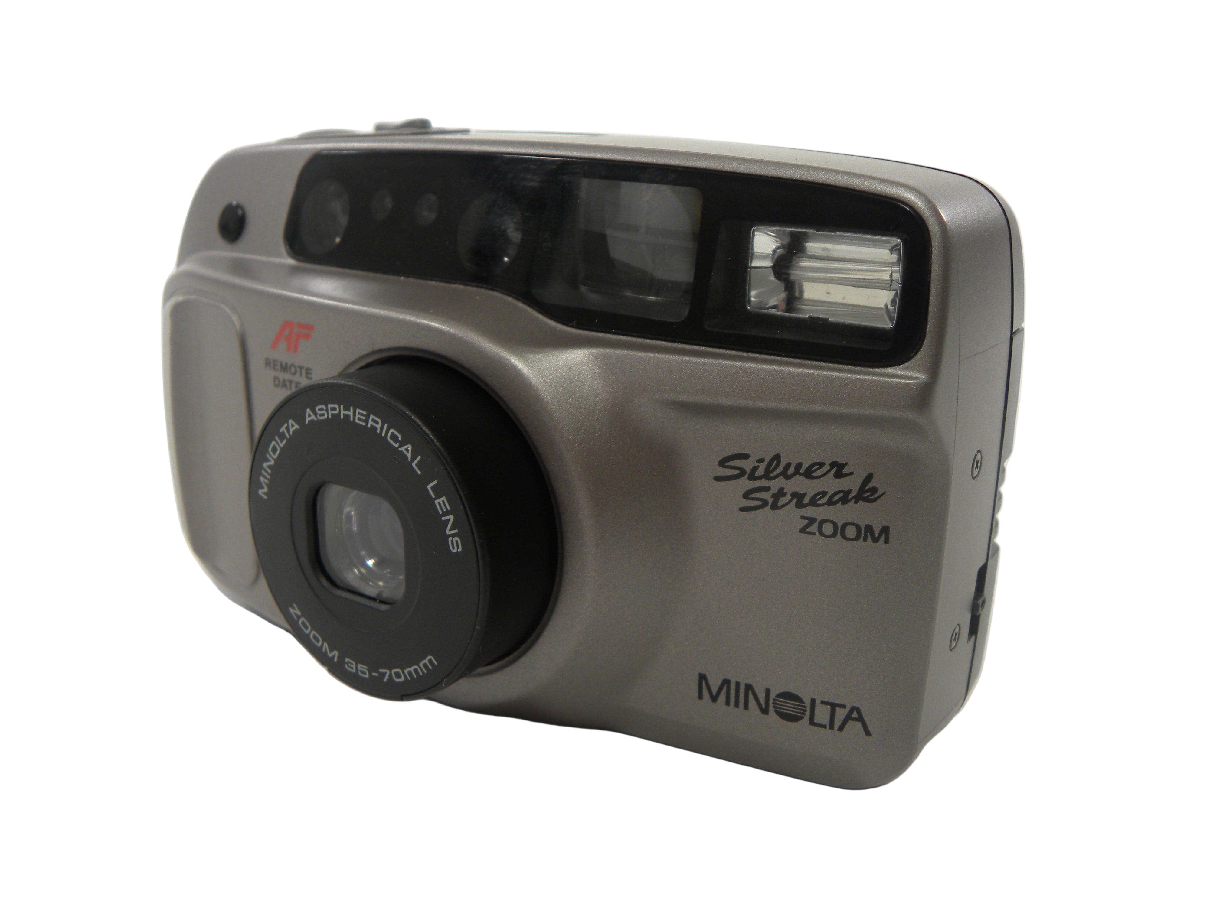 Minolta AF Silver Streak Zoom Remote Date 35mm Camera