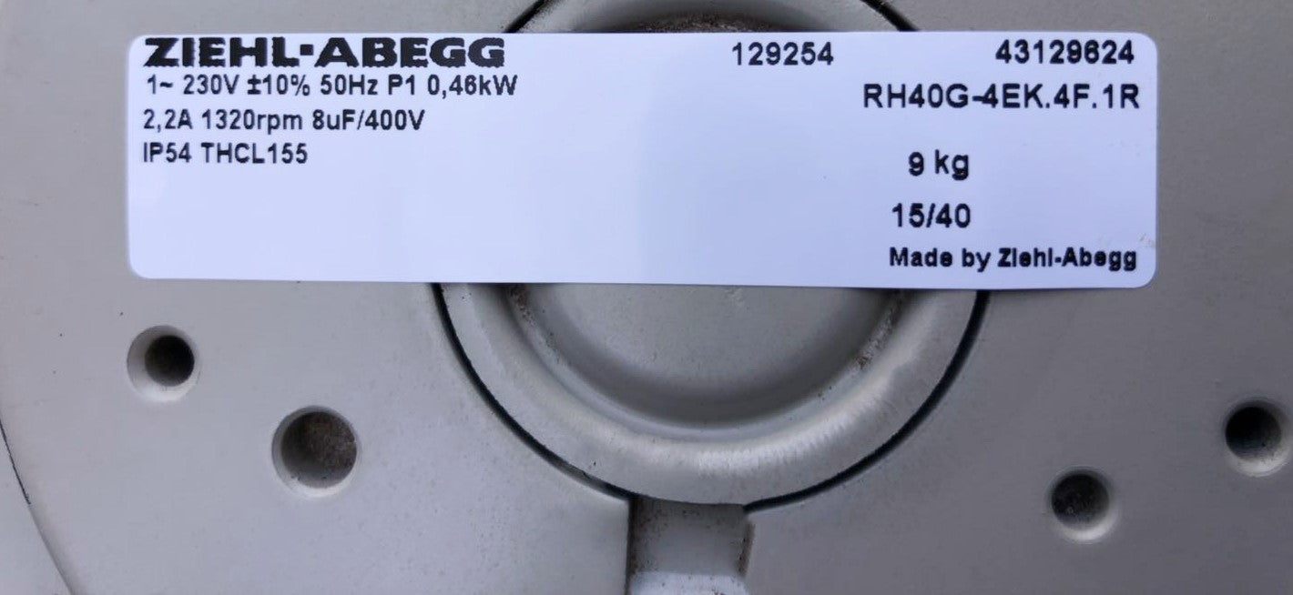 Brand new RH40G-4EK.4F.1R ZIEHL-ABEGG centrifugal fan 1-230V 0.46kW 2.2A 1320RPM Industrial cooling fan