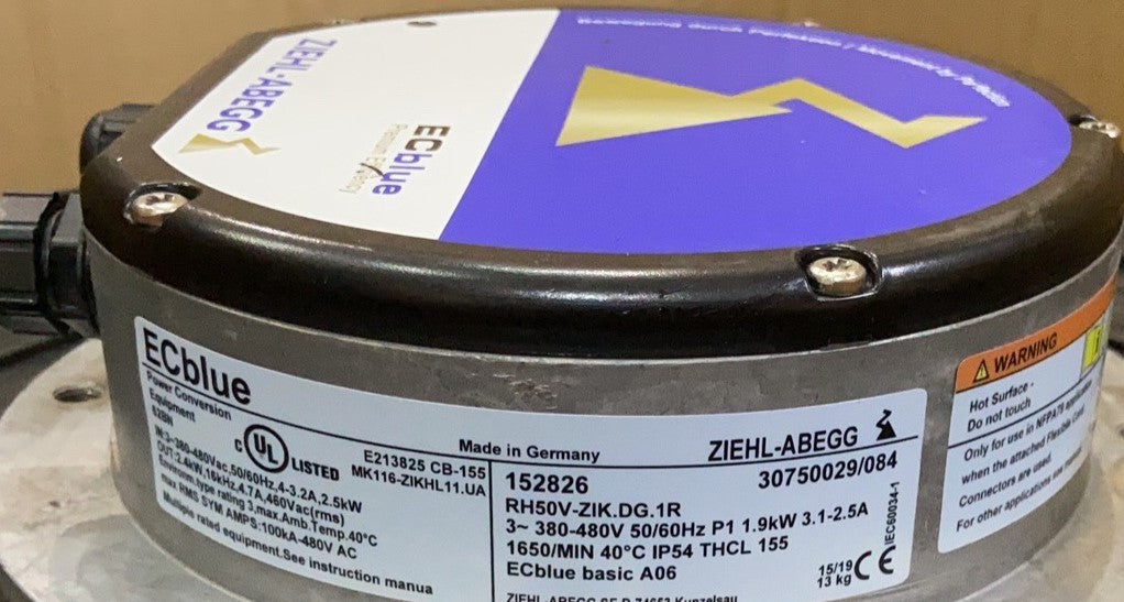 RH50V-ZIK.DG.1R ZIEHL-ABEGG centrifugal fan 380/480V 2500W 4/3.2A 1650rpm