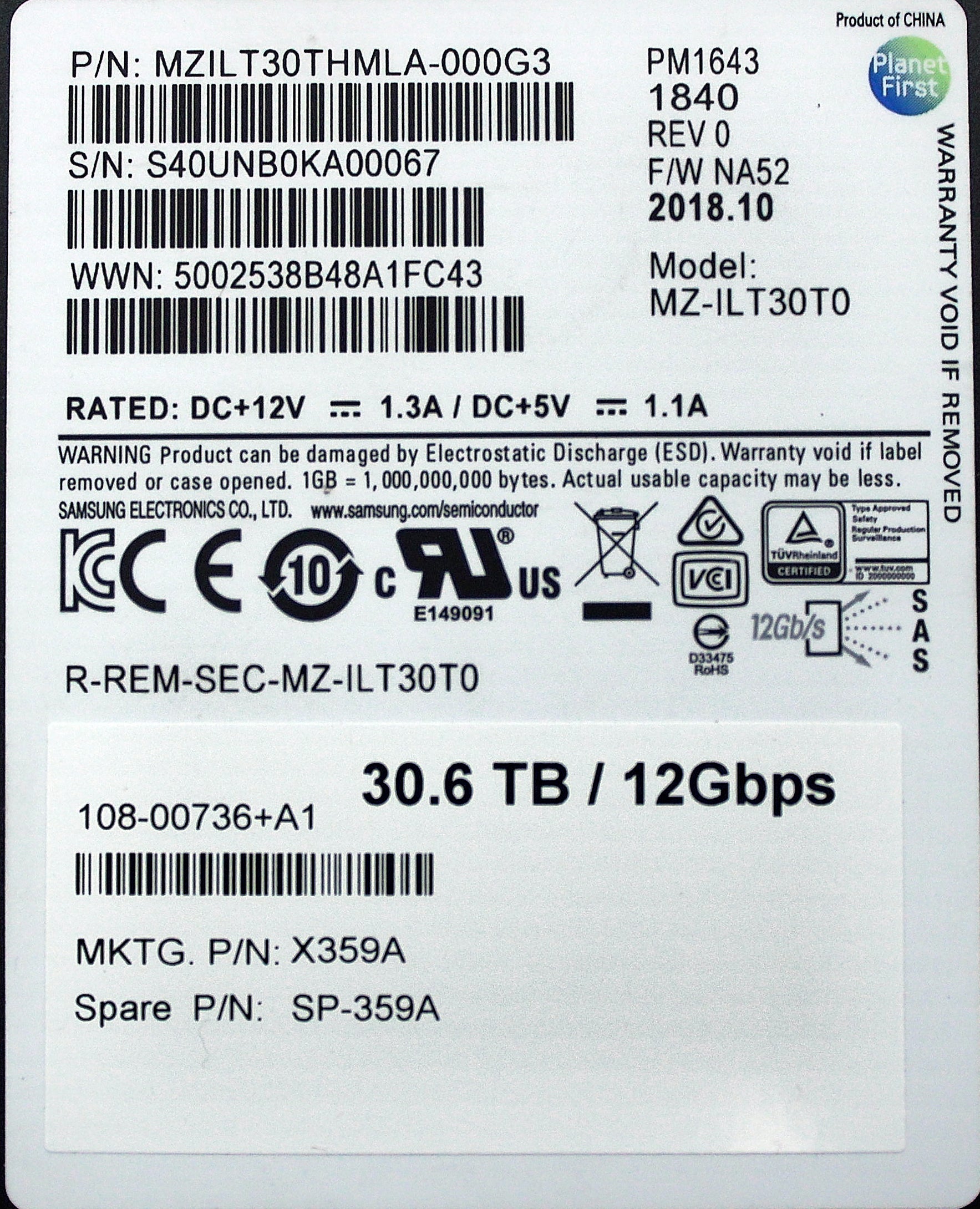 NetApp X359A 30.6TB 12G 2.5" SSD
