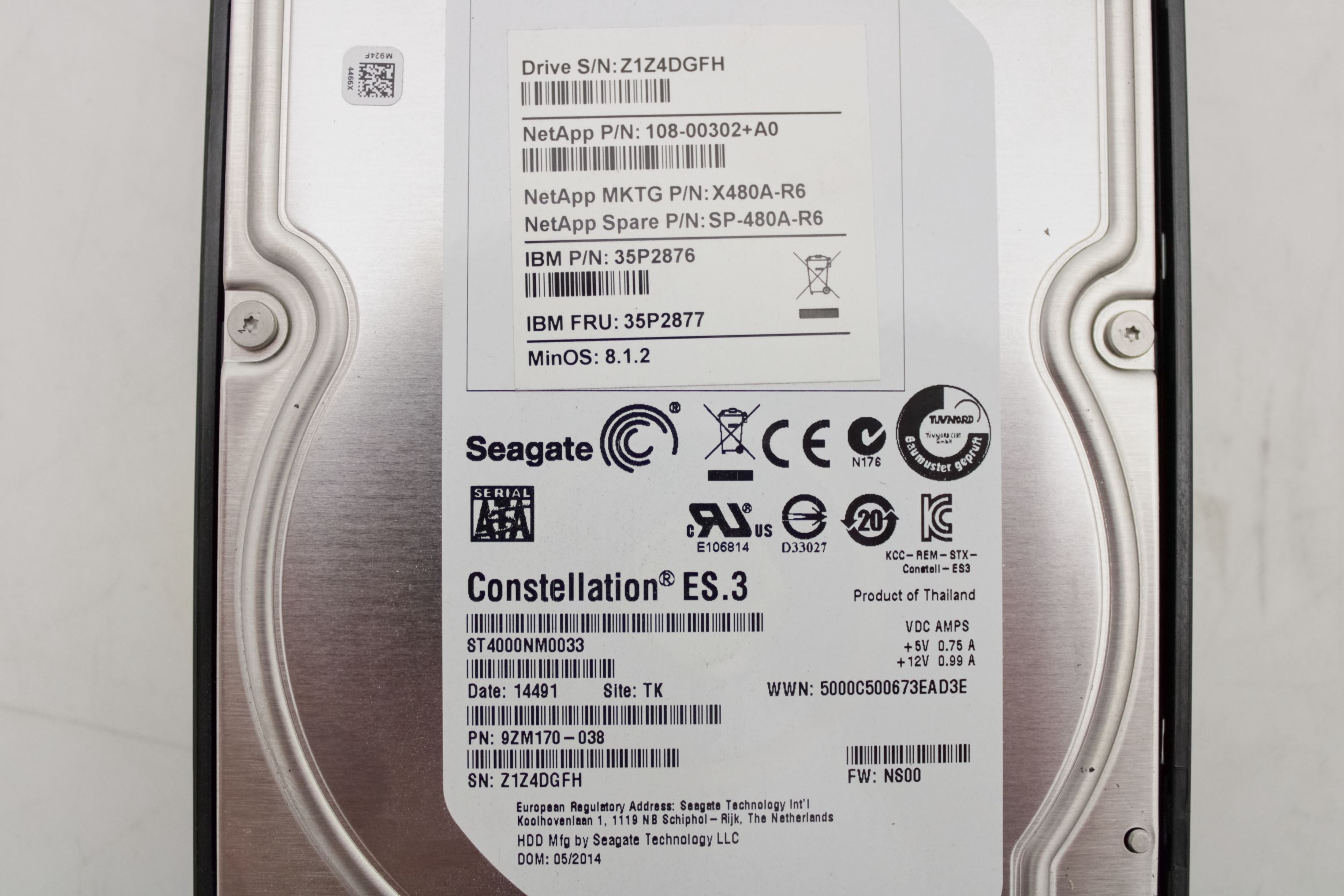 NetApp X480A-R6_x12 8TB (2X4TB) 3.5" SATA 7.2K HDD