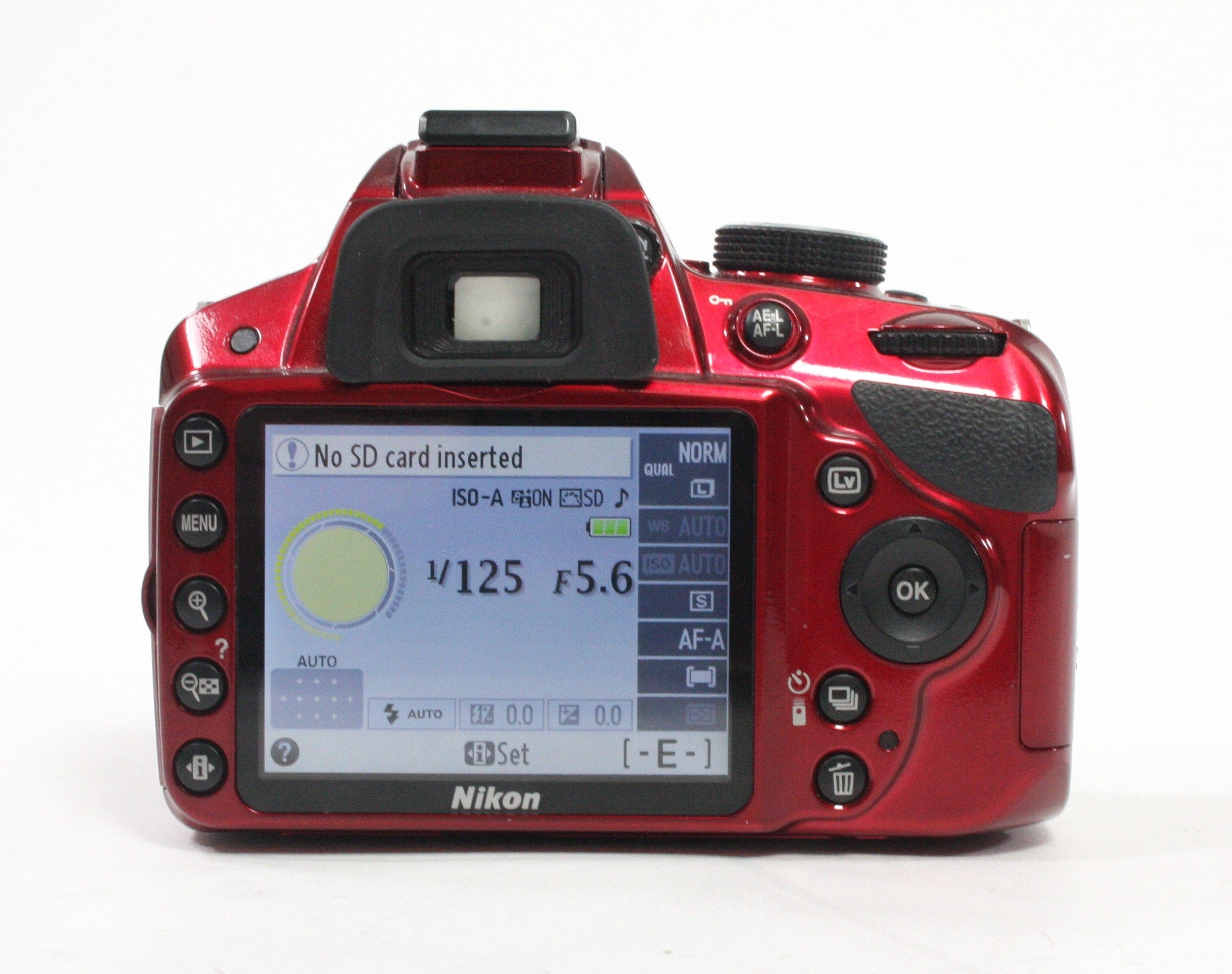 Nikon D3200 DSLR with 18-55 f/3.5-5.6 GVRII Lens with Shutter Count 3,531 (Red)