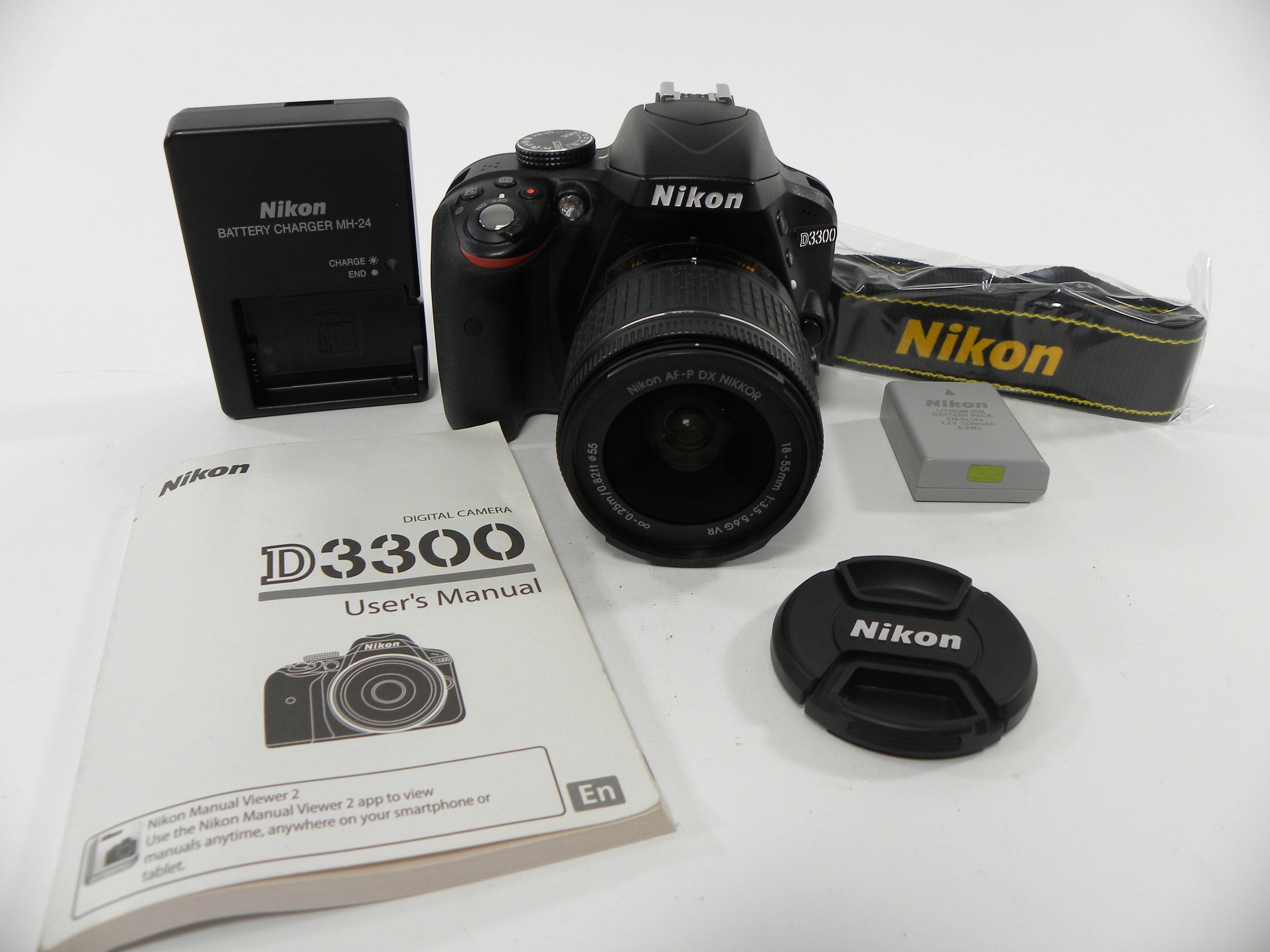 Nikon D3300 24.2mp Digital SLR w/Nikon AF-P 18-55 DX VR Shutter Ct. 1,383