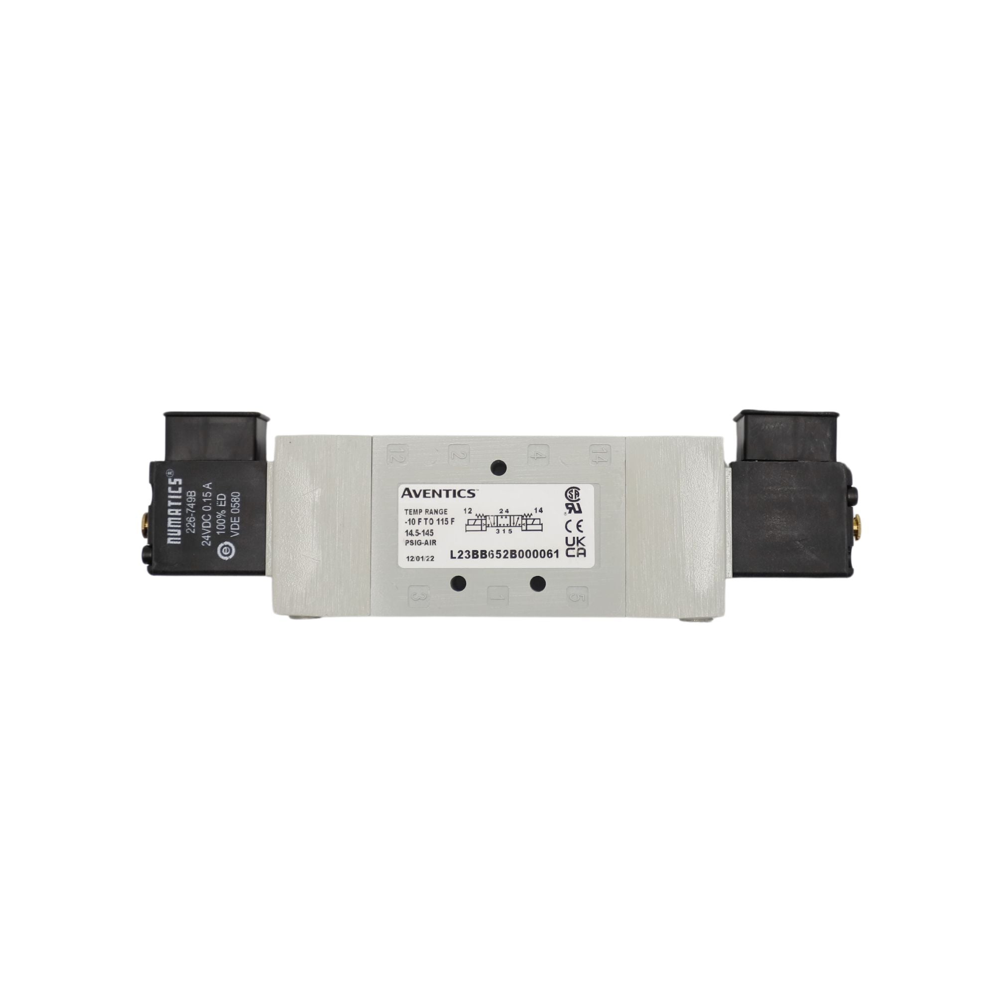 Numatics | Aventics Solenoid Pilot Valve L2 Series 4/3 Closed CTR | L23BB652B000061