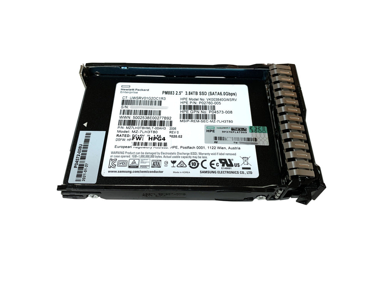 P47327-B21 HPE S4620 3.84TB SATA 6Gbps Mixed Use 2.5-Inch BC Solid State Drive for G10+ Server