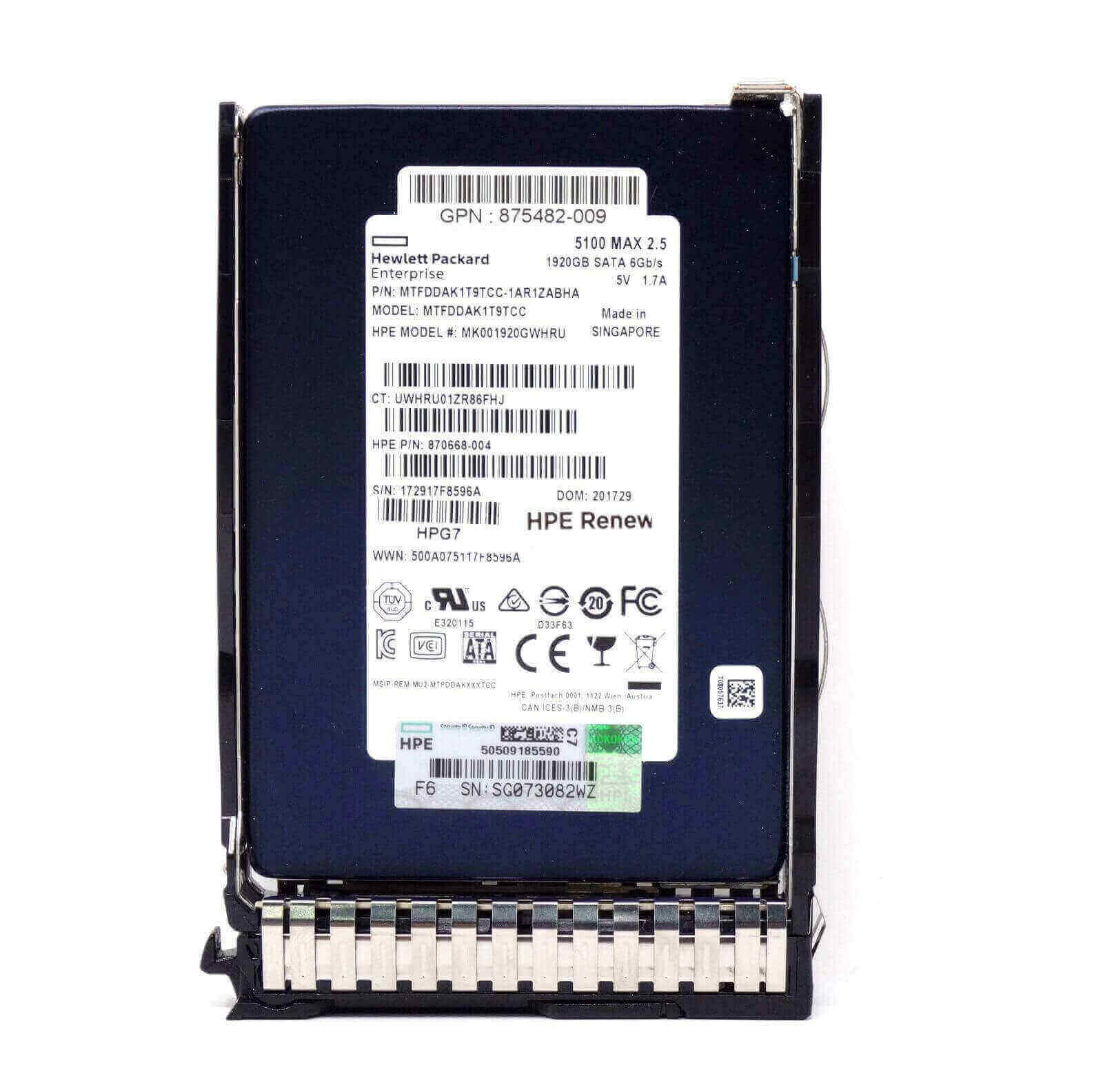 P47490-001 HPE S4620 1.92TB SATA 6Gbps Mixed Use 2.5-Inch Solid State Drive for G8/G10 Server