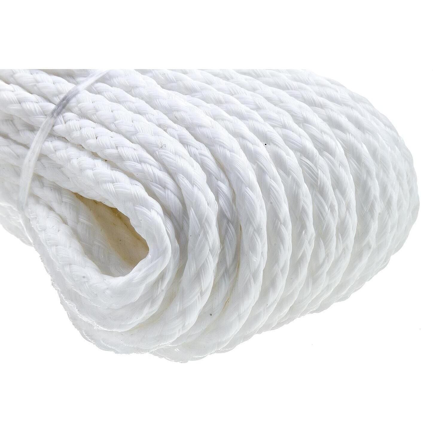 Seachoice 40211 Hollow-Braid Polypropylene Anchor Line, White, 3/8" x 75'