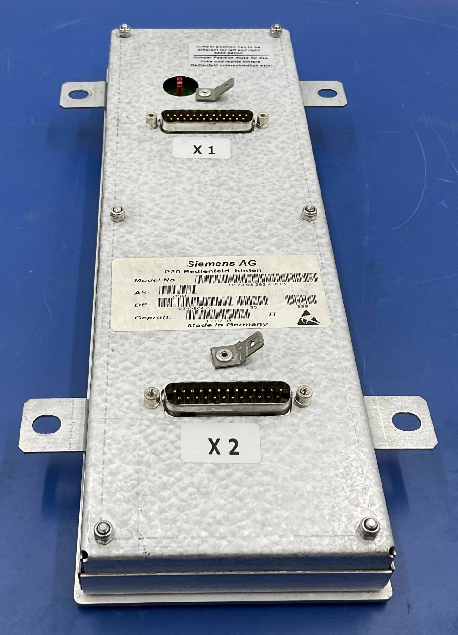 Siemens 7393262 - Rear Control Panel X-Ray System Label | Alo Tech Solutions