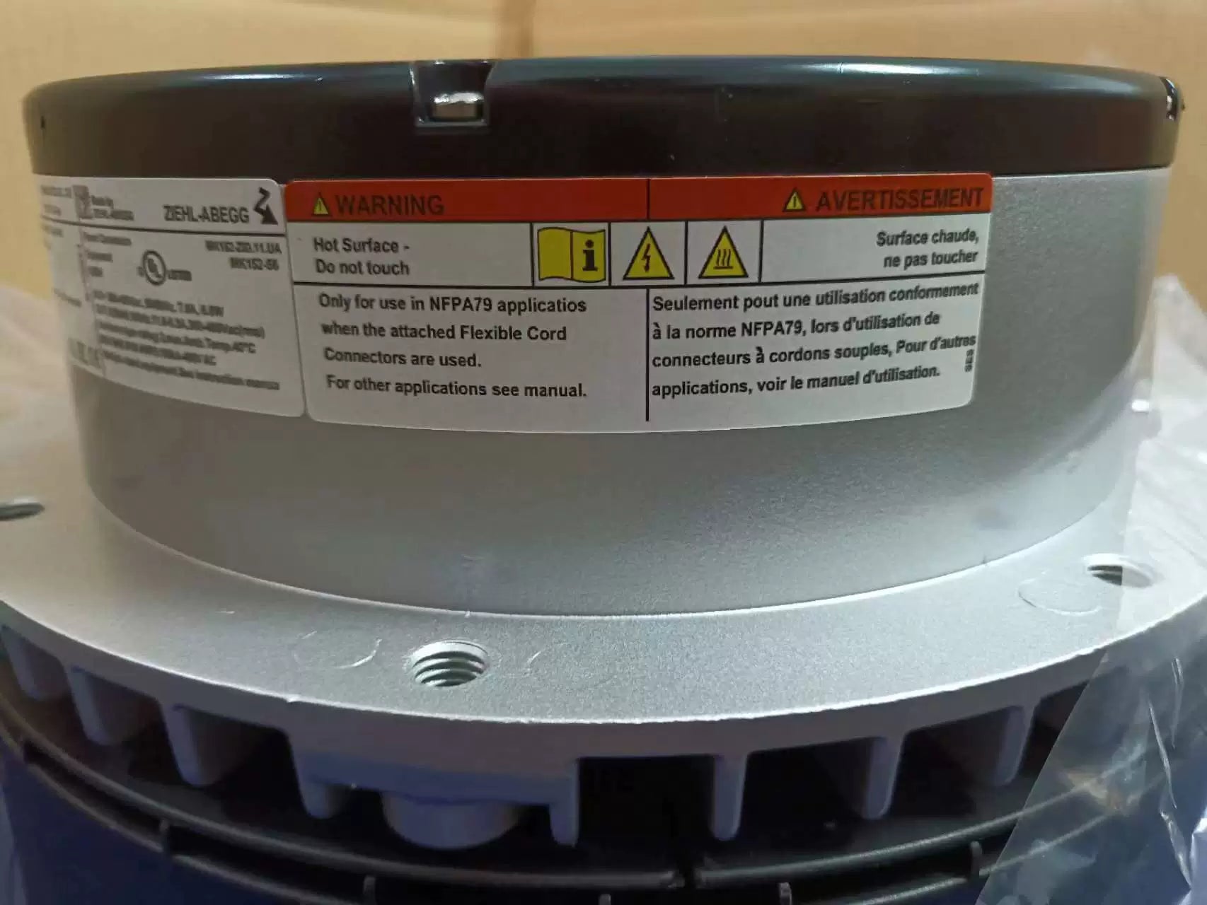 RH50C-ZID.GG.CR(Art No:114623) ZIEHL-ABEGG centrifugal fan 380V/480V 3.5kW 5.60-4.40A 1860rpm 50/60HZ