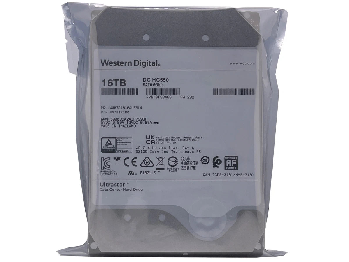WD Ultrastar DC HC550 16TB SATA 6G 3.5" 7200RPM Enterprise HDD - WUH721816ALE6L4