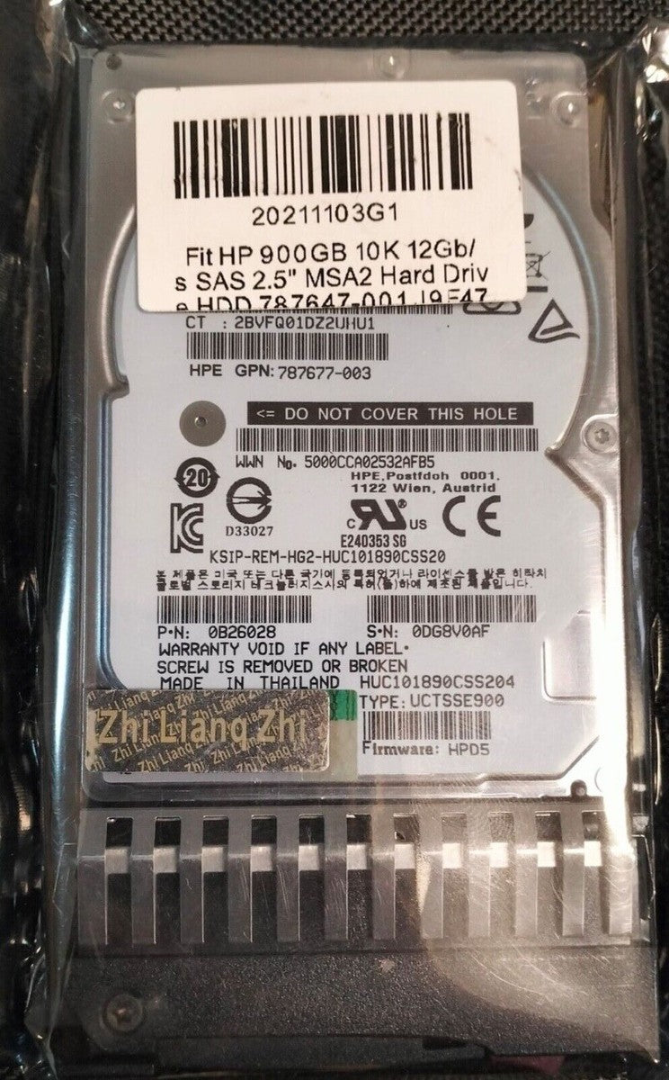Fit 900GB 10K 12Gb/s SAS 2.5" MSA2 Hard Drive HDD 787647-001 J9F47A