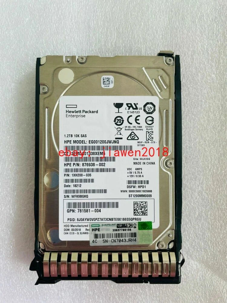 HP 781518-B21 1.2TB 12G SAS 10K 2.5" SFF SAS HDD 781578-001