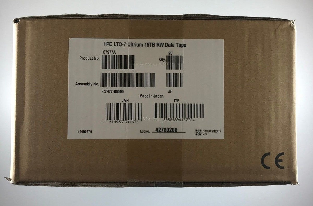 HP / HPE LTO7 Tape C7977A (20 PACK Ultrium Backup Tape Cartridge 6TB/15TB- NEW