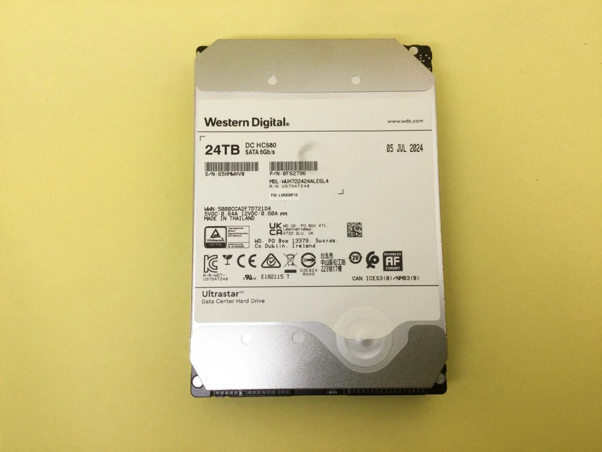 WD Ultrastar DC HC580 24TB 7.2K SATA 6Gb/s 512MB 3.5" HDD WUH722424ALE6L4 New