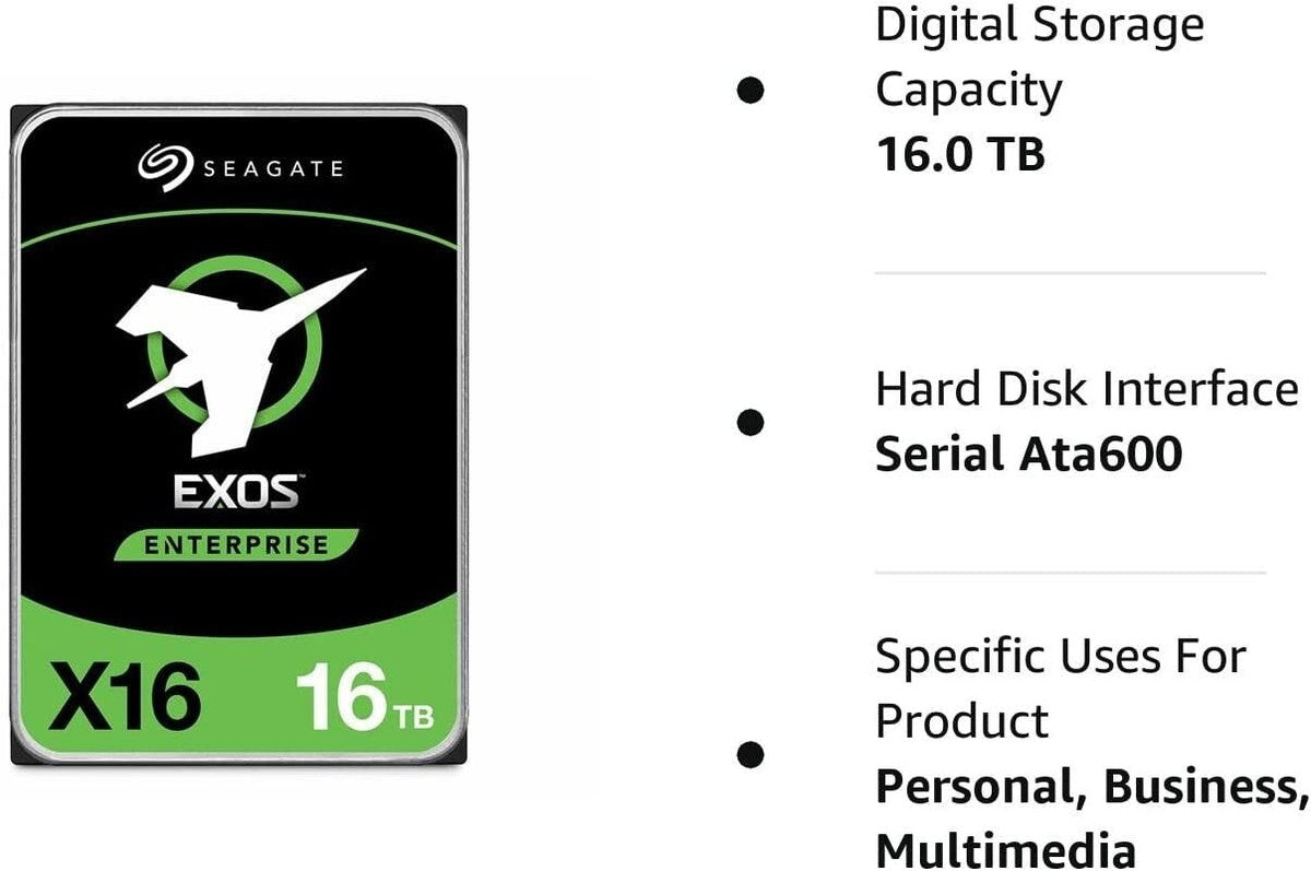 Seagate EXOS X16 ST16000NM001G 16TB 256MB 7200rpm 3.5" SATA 6Gb/s Enterprise HDD