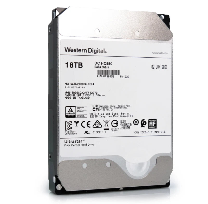 WD Ultrastar DC HC550 18TB 7.2K RPM SATA 6Gb/s 3.5" HDD WUH721818ALE6L4 0F38459