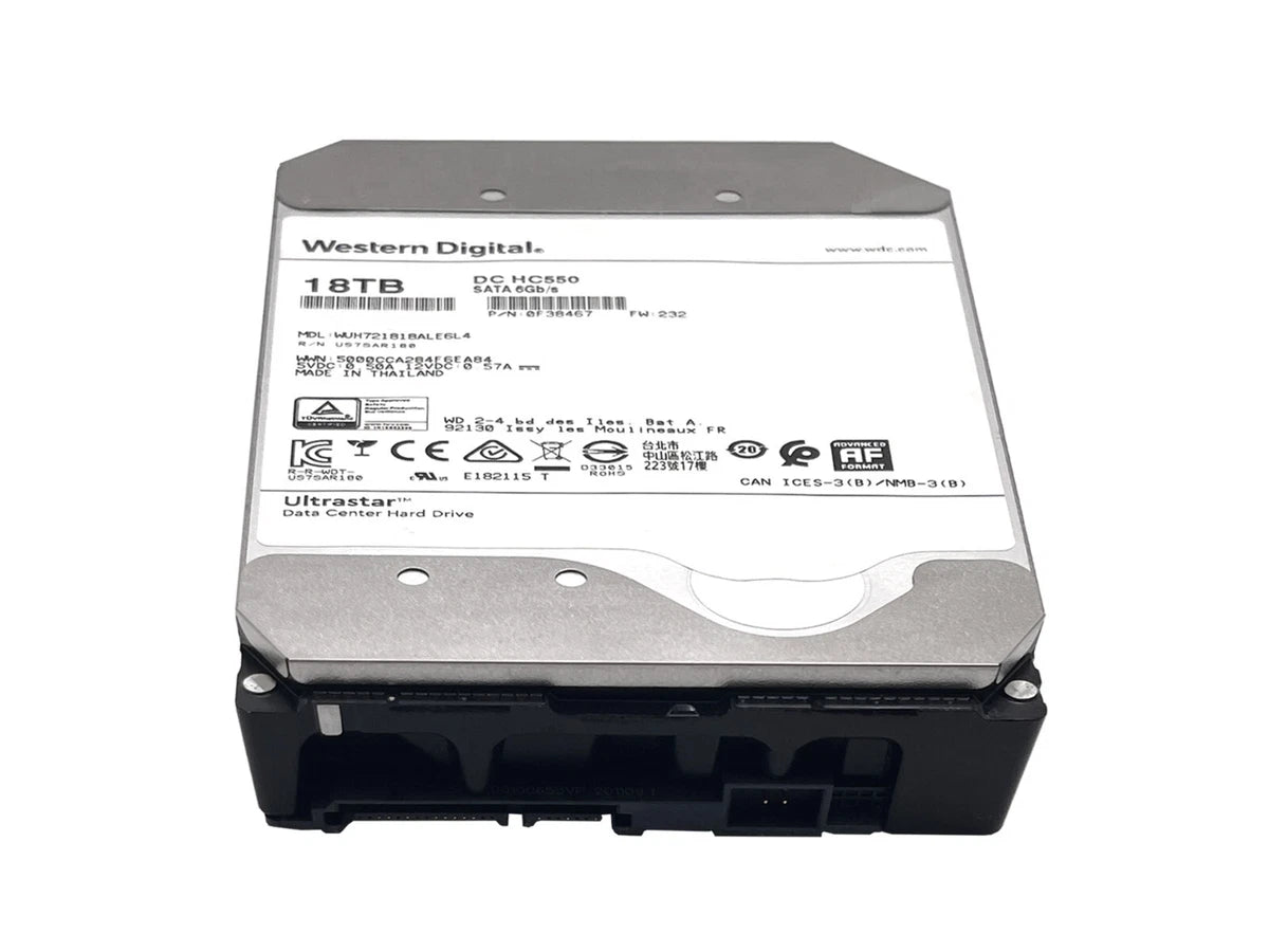 WD Ultrastar DC HC550 18TB SATA 6G 3.5" 7200RPM Enterprise HDD - WUH721818ALE6L4