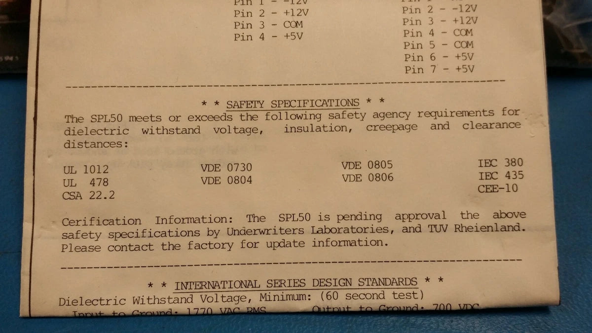 (1 PC SPL50-3200 POWER-ONE Multi Voltage Switching Power Supply, 50W ,5V to 12V