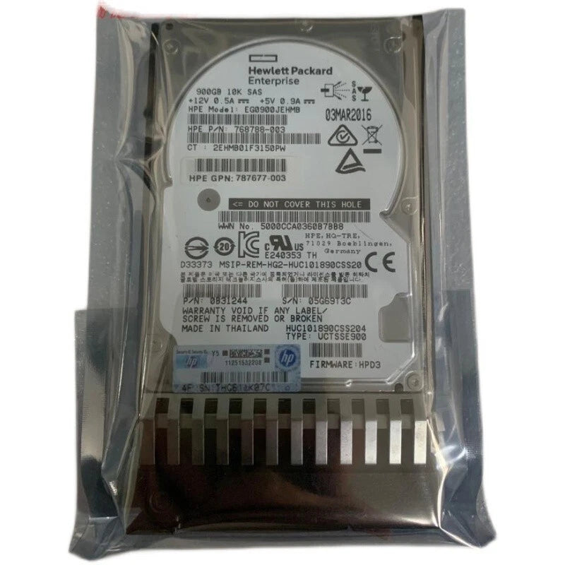 HPE J9F47A 787647-001 900GB SAS 10K 2.5in 12Gbps MSA SFF ENT HDD Hard Drive