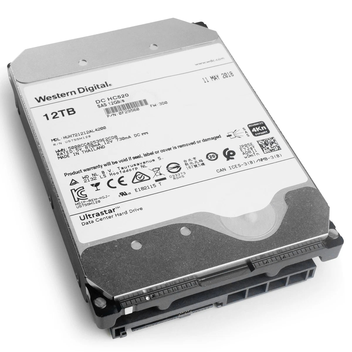 WD Ultrastar HC520 12TB HUH721212AL4200 0F29560 7.2K RPM SAS 12Gb/s 4Kn 3.5" HDD