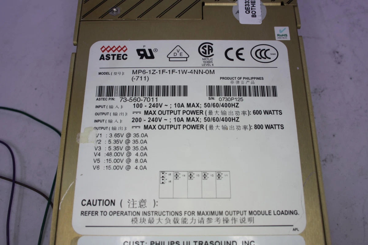 Astec MVP Series MP6-1Z-1F-1F-1W-4NN-0M Modular Switching Power Supply 6 Outputs