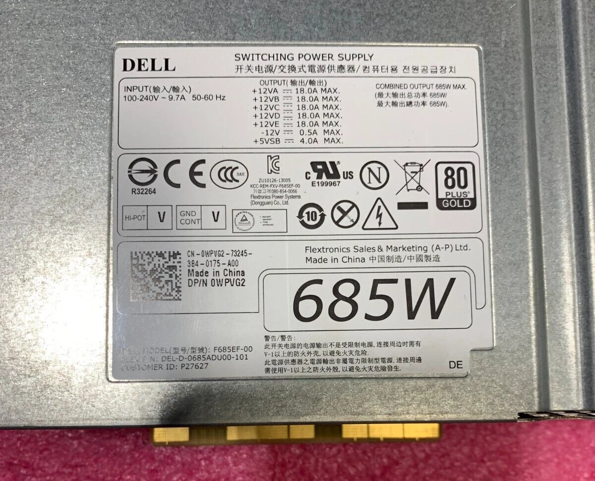 Dell 0K8CDY/0CYP9P/0W4DTF/0KTMT8 685W Power Supply for Precision T5810 T7810|295127772062