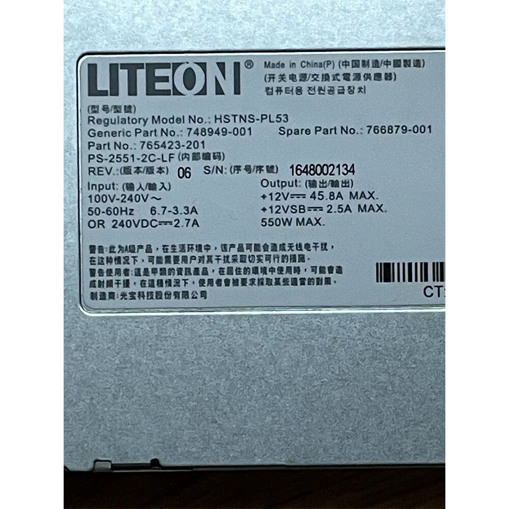 For HP DL160 Gen9 DL180 Gen9 550W Power Supply HSTNS-PL53 748949-001 766879-001