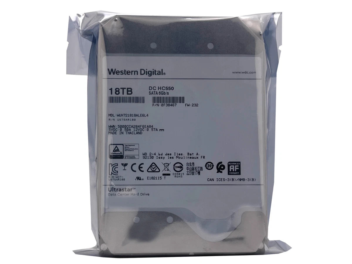 WD Ultrastar DC HC550 18TB SATA 6G 3.5" 7200RPM Enterprise HDD - WUH721818ALE6L4