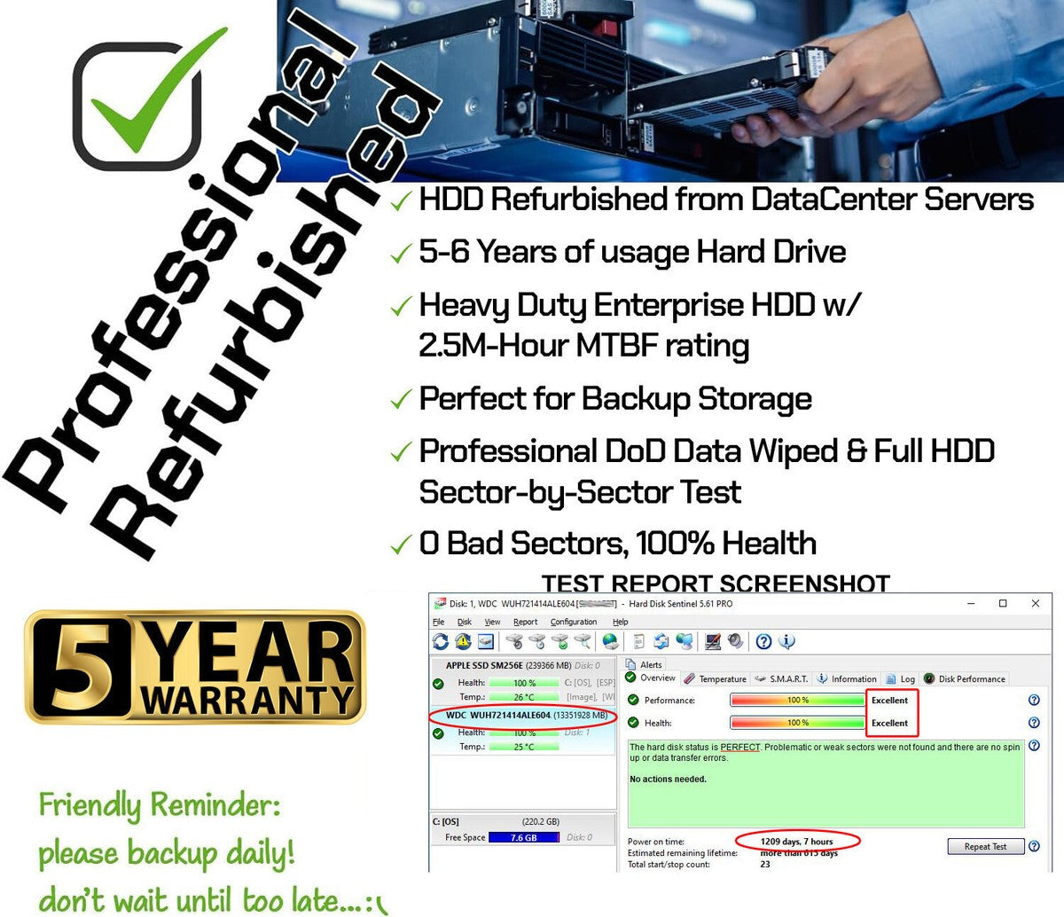WD Ultrastar HC530 WUH721414ALE604 14TB SATA 6G 3.5" 7200RPM Enterprise HDD