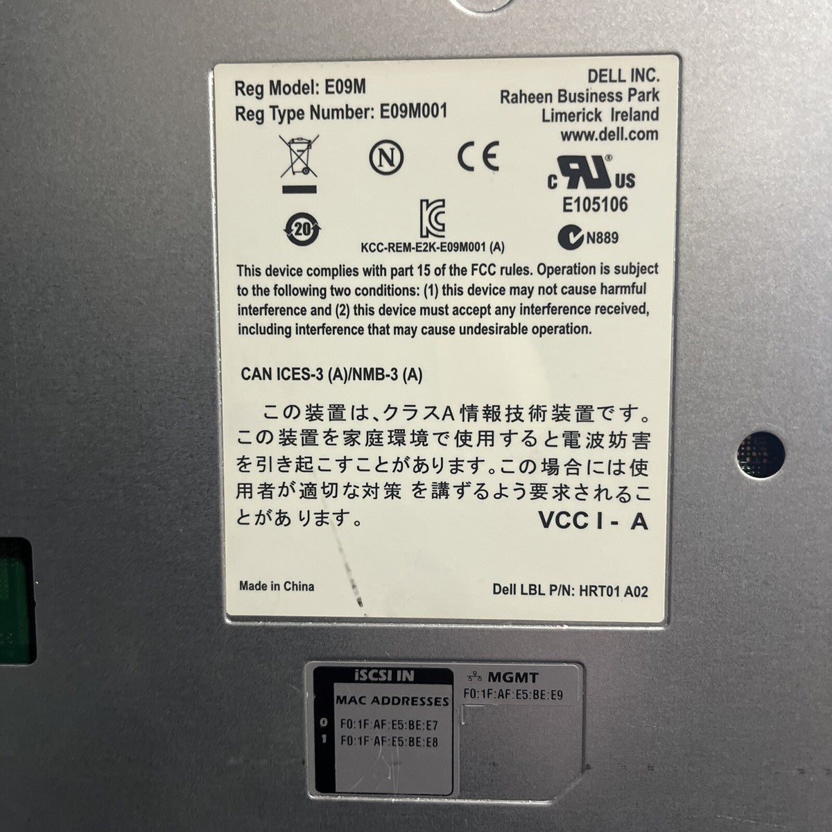 DELL EQUALLOGIC TYPE 12 CONTROL MODULE, E09M, E09M001