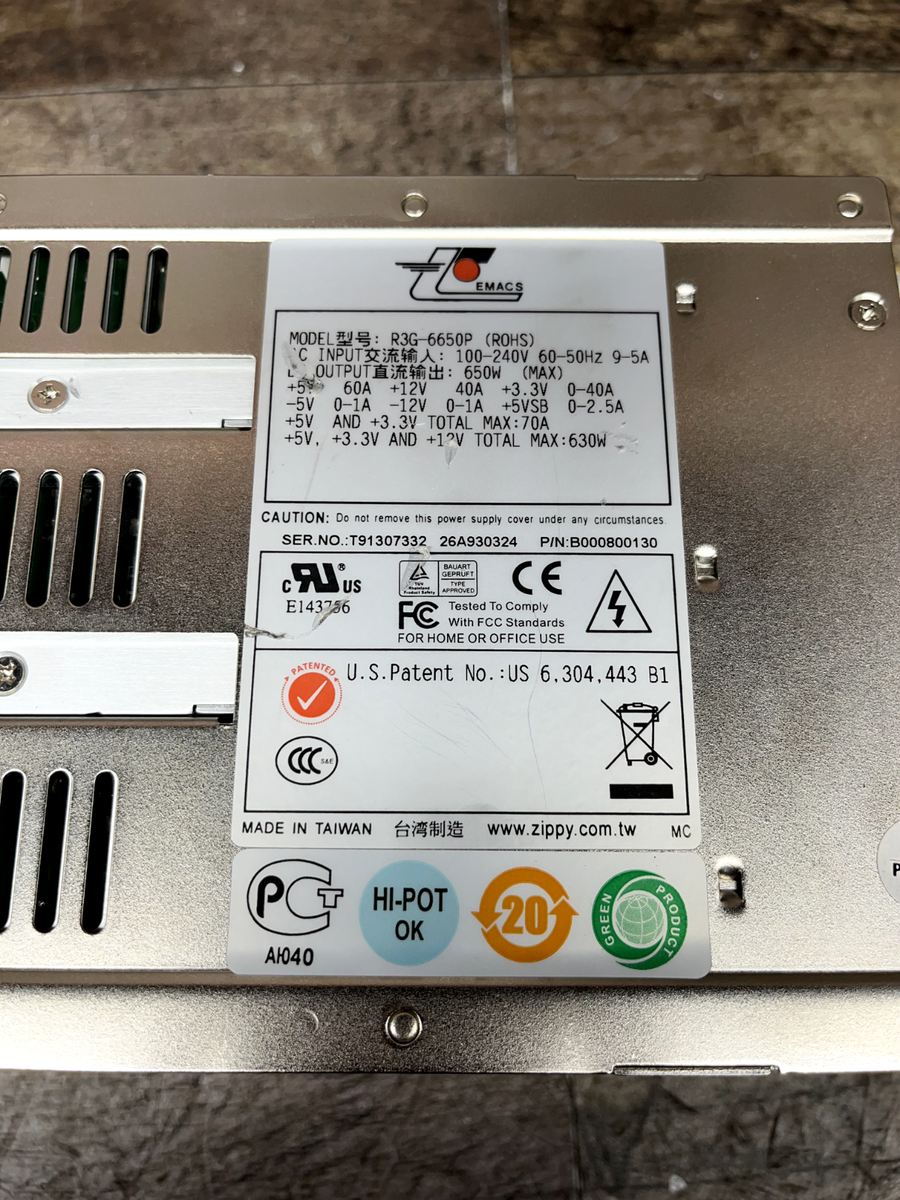 Zippy Emacs 3U 630W 2+1 Redundant PFC EPS12V Unit Only *TESTED WORKING*