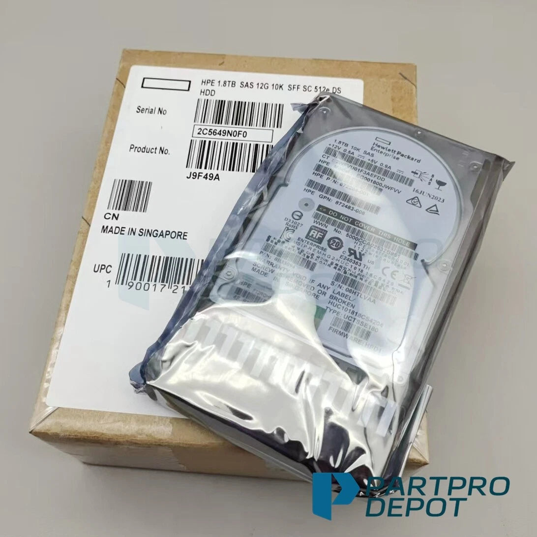 New HPE J9F49A 787649-001 MSA 1.8TB 2.5" SAS 10K 12G SFF BC HDD Hard Drive