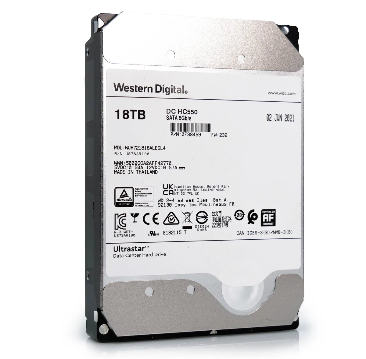 WD Ultrastar DC HC550 18TB 7.2K SATA 6Gb/s 3.5" HDD - WUH721818ALE6L4 0F38459