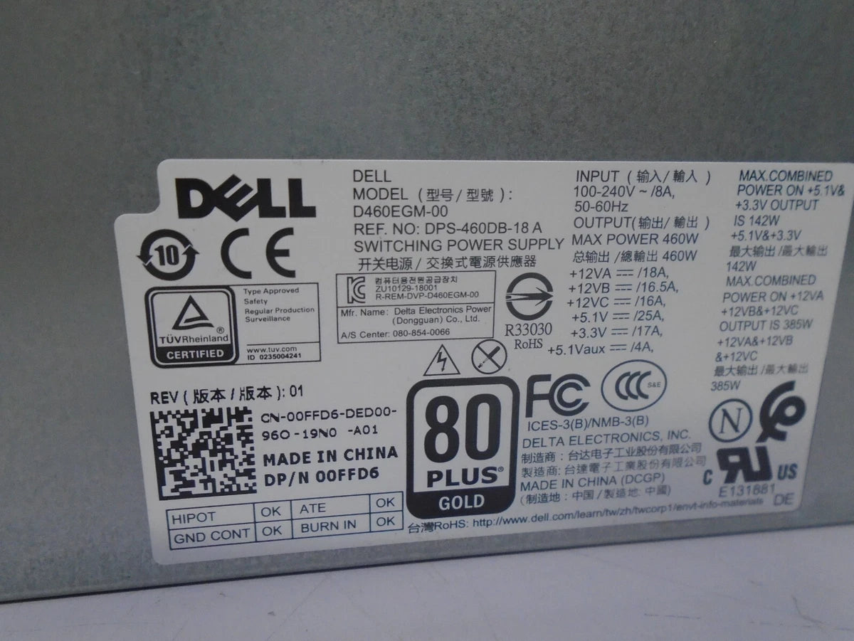 Dell Precision D460EGM-00 460W Power Supply 80 Plus Gold 00FFD6