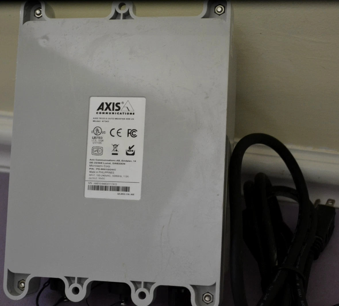 Axis T8123-E Outdoor Midspan 30W PoE With Injector, 1-Port, IP66 Weatherproof