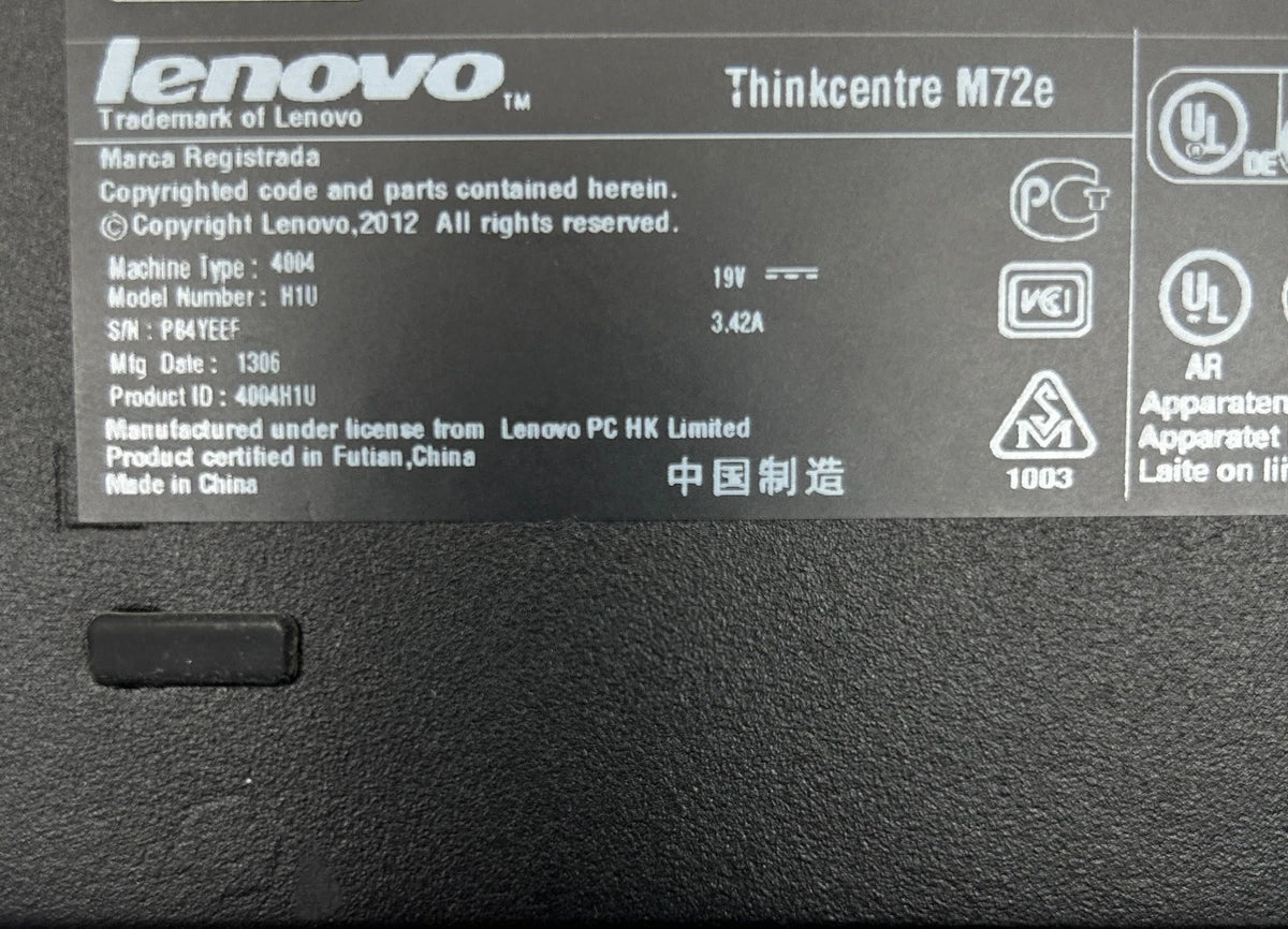 Lenovo ThinkCentre m72e Intel i3-3220T 2.8GHz 8GB 250GB SSD Win 10