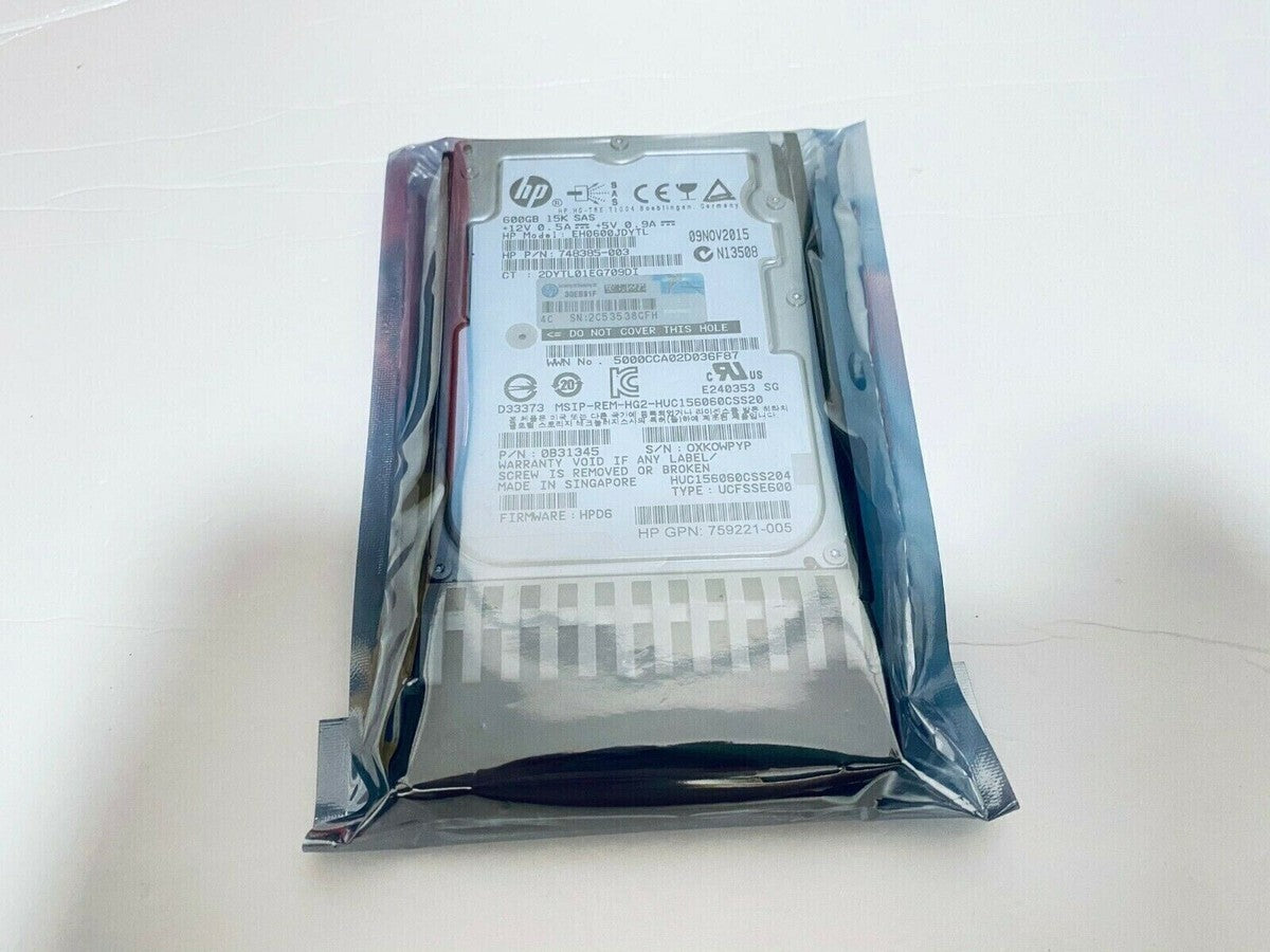 HP 787642-001 J9F42A MSA 600GB SAS 12Gb/s 15K SFF 2.5IN DUAL PORT ENT HDD US