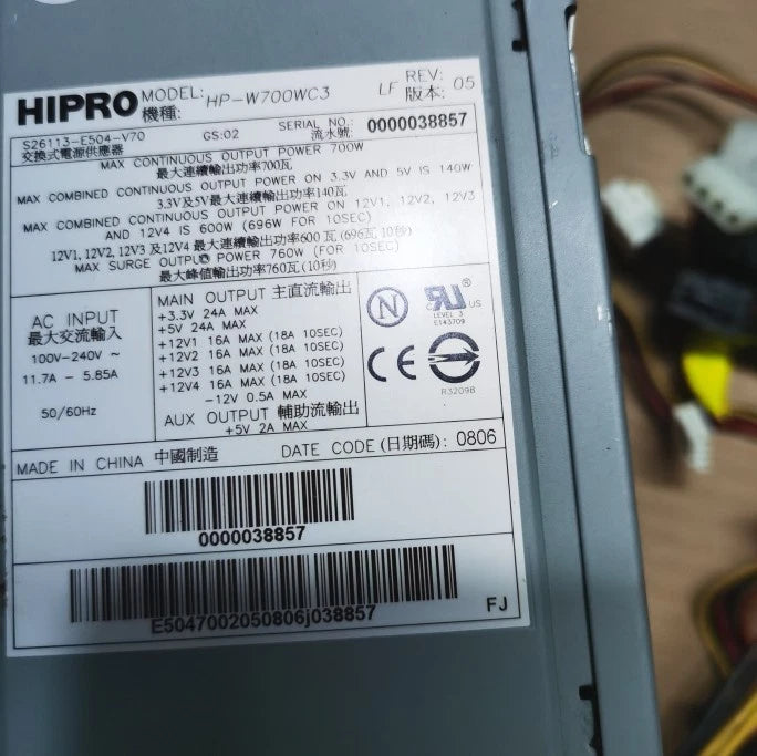 HIPRO HP-W700WC3 power supply, Fujitsu R630 R640 power supply 700W