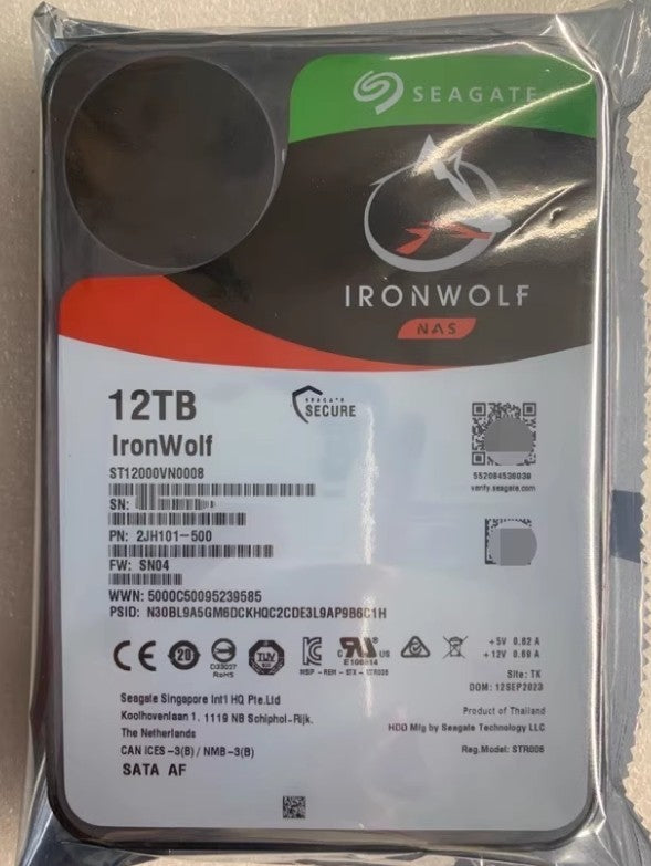 New Seagate ST12000VN0008 12TB IronWolf 3.5"SATA 7200rpm Internal Hard Drive HDD