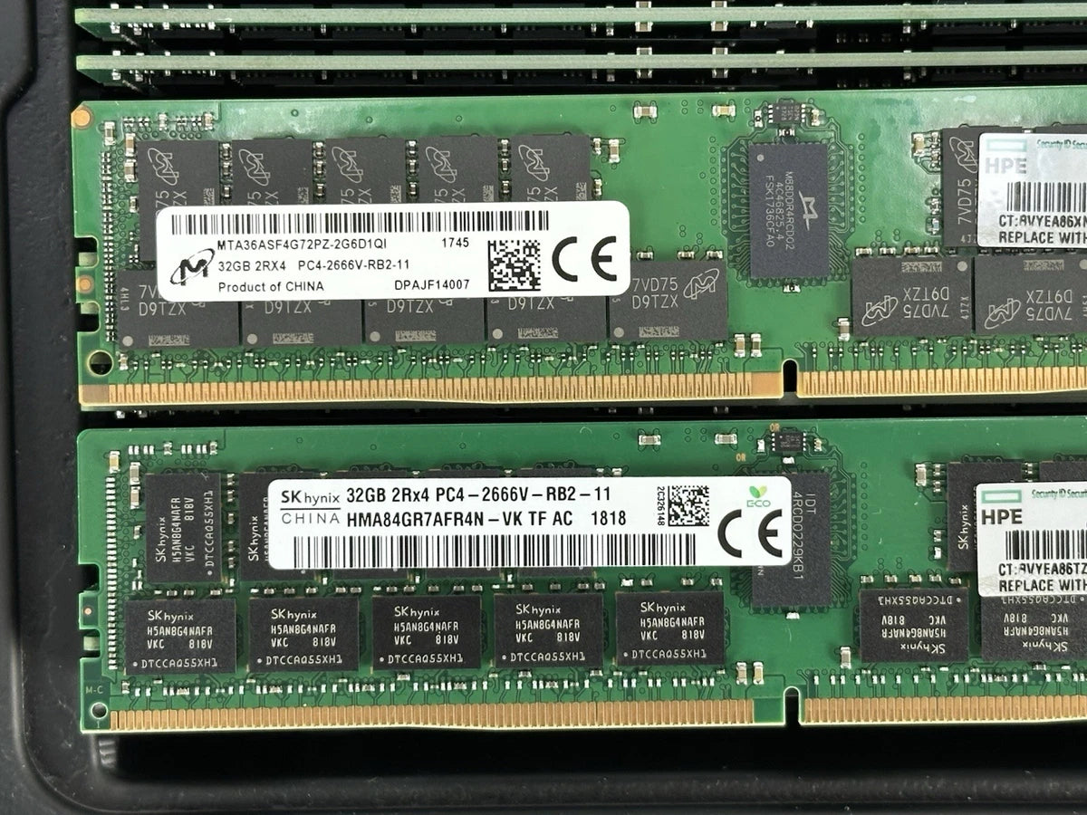 HPE 840758-091 1x 32GB 2Rx4 PC4-2666V-R ECC RDIMM DDR4 RAM Memory Micron Hynix