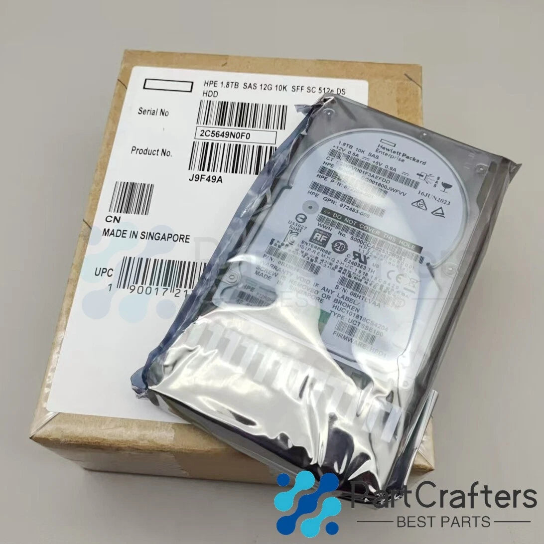 HPE J9F49A MSA 1.8TB 2.5" SAS 10K 12G SFF BC HDD Hard Drive 787649-001