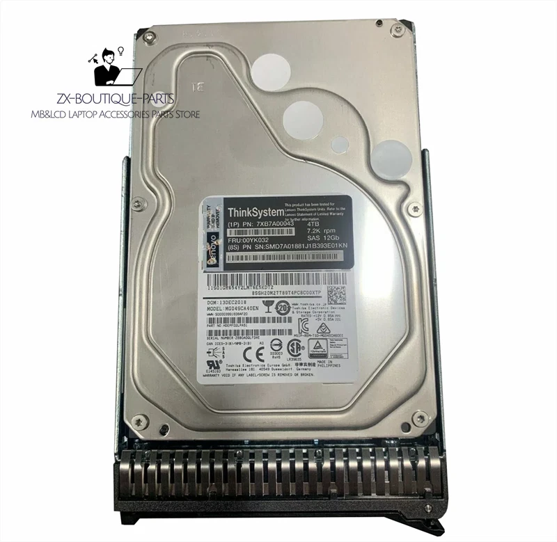 Lenovo 7XB7A00043 00YK032 ThinkSystem 3.5" 4TB 7.2K SAS 12Gb Hot Swap 512n HDD