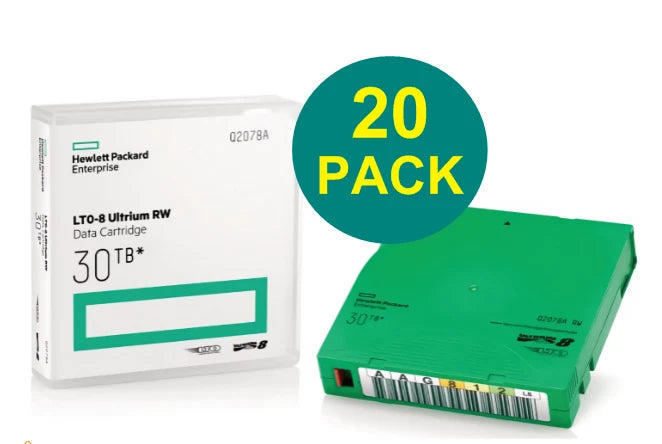 HP/ HPE LTO-8 Tape Cartridge (20 PACK #Q2078A Ultrium 30TB - Brand New