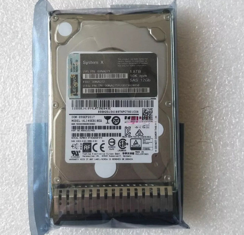 00NA271 00NA272 Lenovo 1.8TB 10K 12GBps SAS 2.5" G3HS 512e HDD Hard Drive