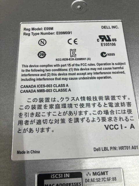 Dell HRT01 EqualLogic Type 11 Controller Module E09M E09M001-Parts