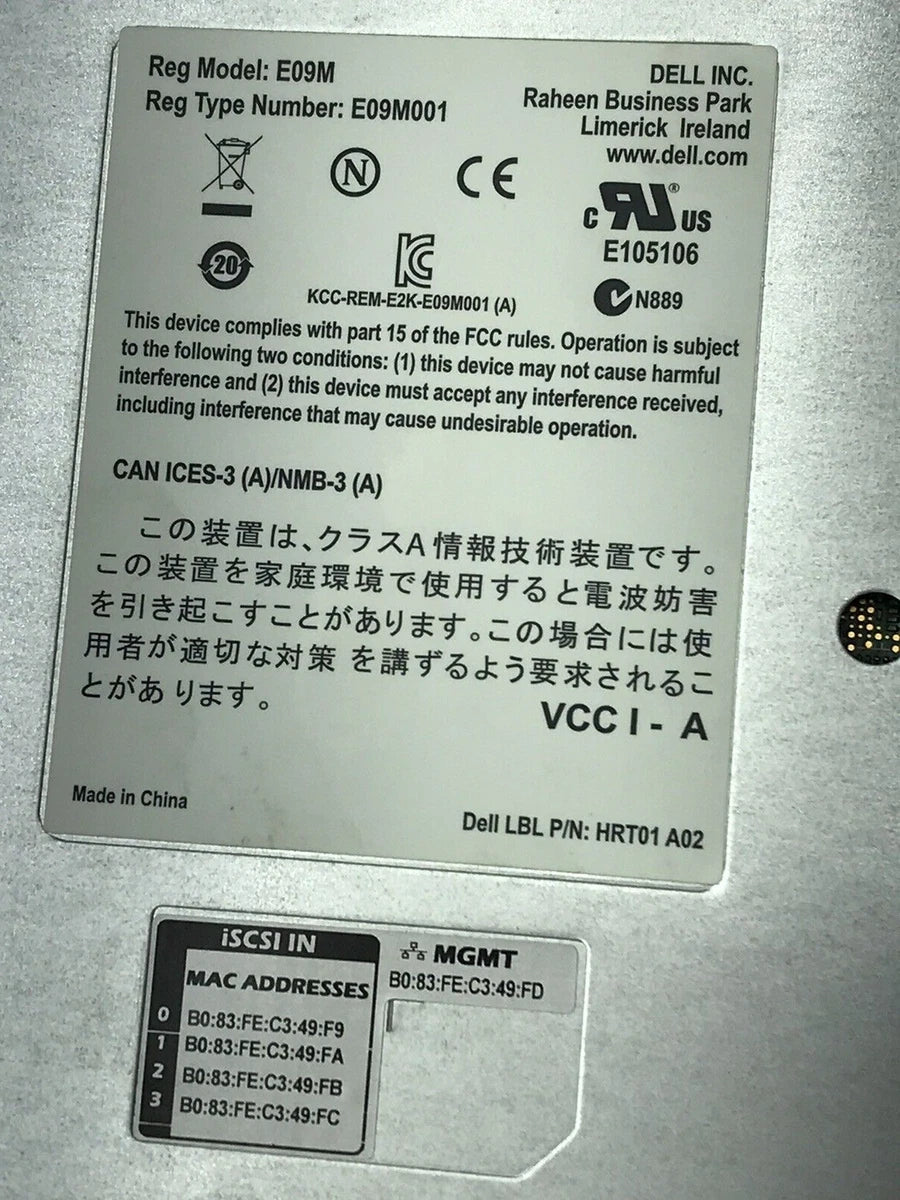 Dell EqualLogic Type 11 Controller Module E09M001